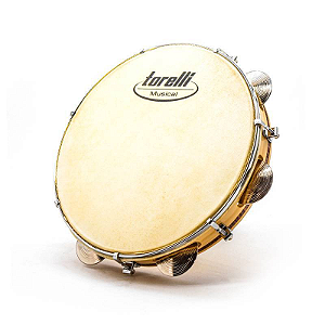 Pandeiro 10'' Torelli Corpo Madeira Macica Chorinho Cromado - Pele Animal – TP343