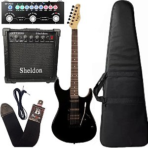 Kit Guitarra Tagima Tg510 Preto + Amplificador Pedaleira e acessórios