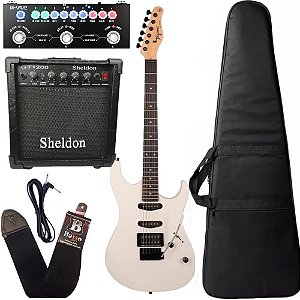 Kit Guitarra Tagima Tg510 Branco + Amplificador Pedaleira e acessórios