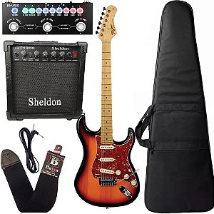 Kit Guitarra Tagima Tg530 Sunburst + Amplificador Pedaleira e acessórios