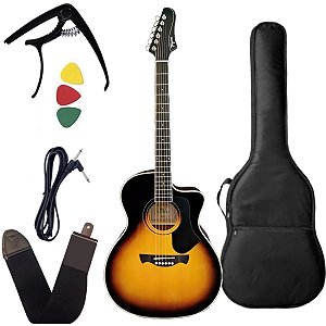 Kit Violão Tagima Rio Negro Sunburst Latin America Grand Auditorium + acessórios