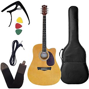 Kit Violão Tagima Memphis AD18 NTS Natural + capotraste e acessórios