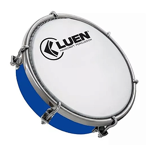 Tamborim Luen 06 Colorsteel Pint Eletro Azul Aro Inox Crom Pele Leitosa 06 Afin 91012az