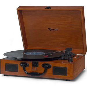 Vitrola Raveo Sonetto Toca-Discos Natural Wood BT USB Gravação