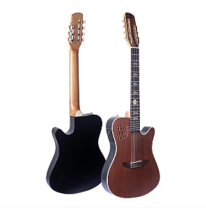Violao flat Marques 7 Cordas Nylon 7 VN145 MGSEQ castanho cap fishman