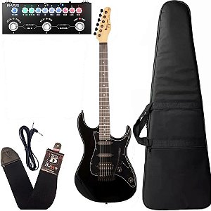 Kit Guitarra Tagima Tg520 Preto + Pedaleira e acessórios