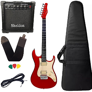 Kit Guitarra Tagima Tg-525 CA Vermelho Escudo Claro Amplificador
