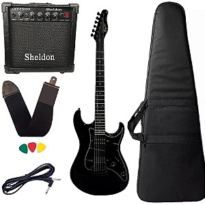 Kit Guitarra Tagima Tg-525 Bk Preta Escudo Bk Amplificador
