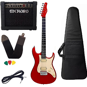 Kit Guitarra Tagima Tg-525 CA Vermelho Escudo Claro Cubo Meteoro
