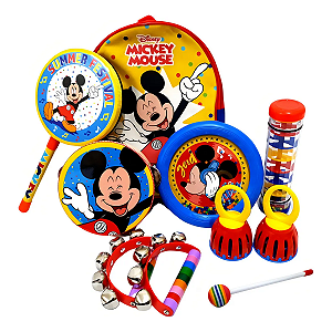 Kit musicalização infantil Mickey c/ mochila + 6 instrumentos