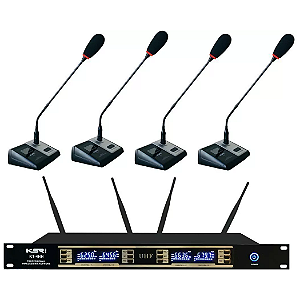 Microfone Sem Fio KSR Quadruplo KT-04C Gooseneck (40 Canais Uhf)