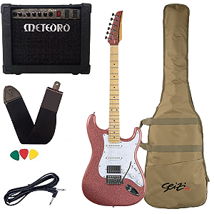 Kit Guitarra Seizi Fun Katana Musashi Hss Rose Gold Sparkle + Meteoro 35GS