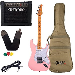 Kit Guitarra Seizi Fun Vintage Budokan Shell Pink Meteoro 35GS