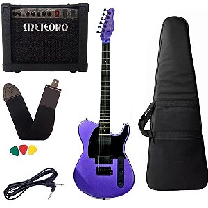 Kit Guitarra Tagima Tw88 PSPK Roxa Purple Sparkle telecaster humbucker Tw-88 + Amplificador
