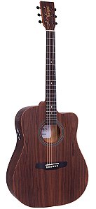Violão Rozini RX315 Presença Brasil Folk 6c Cutaway Ativo Louro Preto Verniz Fosco Aço Eq Re-02