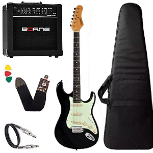 Kit guitarra tagima t635 Preta Escuro amplificador borne