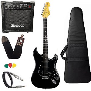 Kit Guitarra Phx St-h ALV Hss preto alnico alder tarraxa trava Cubo Sheldon