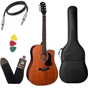 Kit Violão Folk Elétrico Cutway Shelby Sgd195c Capa Bag correia