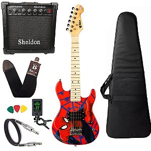 Kit Guitarra Infantil Phx Homem Aranha Spider Caixa sheldon