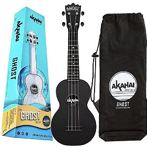 Ukulele Ghost preto fosco Soprano Akahai capa