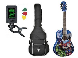 Kit Violão Infantil Criança Avengers Marvel Phx VIMA1 Capa Bag