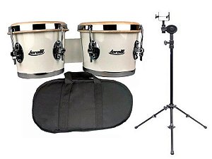 Kit Bongo Torelli Tb010 6x7 Madeira Branco Suporte + Capa