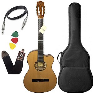 Violão Di Giorgio Talent 1 flat Nylon Elétrico Afinador Capa