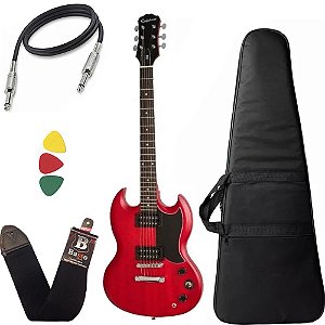 Kit Guitarra SG Epiphone Ve special Ebony Vermelho + capa Bag