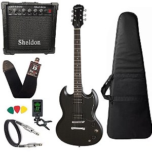Guitarra SG Epiphone Ve Special Preto Caixa Amplificador Sheldon - Regulado