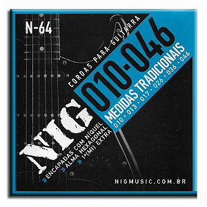 Encordoamento Guitarra Aço 010 Nig N64 Corda Mi extra