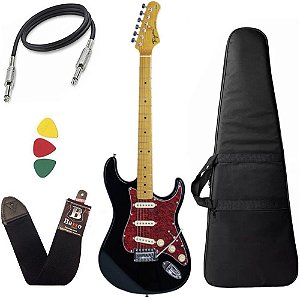kit Guitarra Tagima TG530 Woodstock Preto Capa Bag