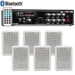 Kit Som Ambiente Borne Rc7000 Usb Fm 6 Arandelas Retangular