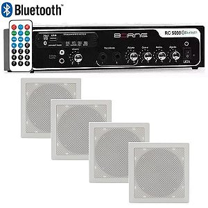 Kit Som Ambiente Borne Rc5000 Usb Fm 4 Arandelas Quadradas