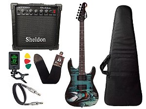 Kit Guitarra venom marvel phx cubo amplificador sheldon