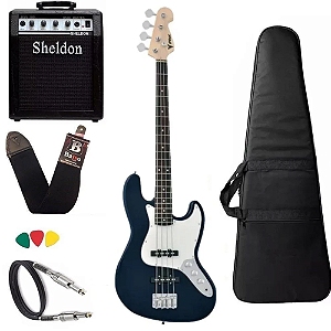 Baixo 4 Cordas Phx Jb Jazz Bass Azul Escuro Marinho Sheldon