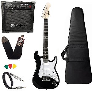 Guitarra Infantil Eletrica Phx Ist1 Preto 3/4 Caixa Amplificador Sheldon