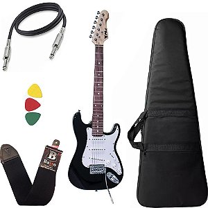 Guitarra Infantil Criança Eletrica Phx Ist1 Preto 3/4 Capa