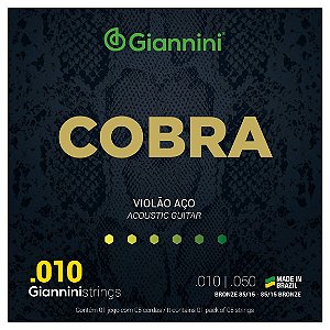 Encordoamento Cordas Giannini Violão Aço Cobra 010 GEEFLE