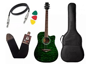 Kit Violão Phx J. White Ah t4 verde tigrado folk eletrico