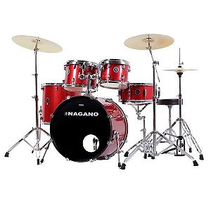 Bateria Nagano Garage Rock 22 Bumbo 22 Vermelha Wine Sparkle