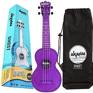 Ukulele Ghost transparente roxo Soprano Akahai capa