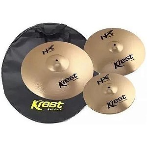 Set Kit Pratos Bateria Krest 14 16 20 Bag Bronze B8 Hxset3