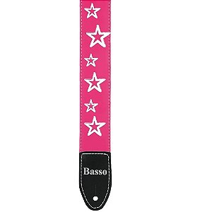 Alça Correia Basso Sf 71 Estrelas Rosa  Guitarra Violao Baix