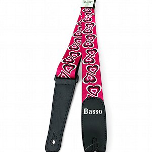 Alça Correia Basso Rosa Pink Coração De19 Guitarra Violão Ba