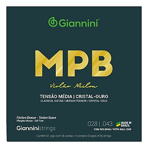 Encordoamento Violão Nylon Giannini Tensão Media Mpb Bolinha Fósforo Bronze