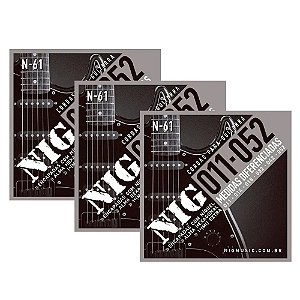 Kit 3 Encordoamentos Guitarra Aço 011 052 Nig N61