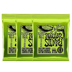 3x Encordoamentos Ernie Ball Guitarra 010 Regular Slinky