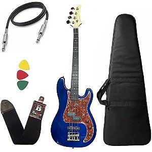 Kit Baixo Strinberg Precision Pbs40 Tbl Azul 4 Cordas Capa Bag