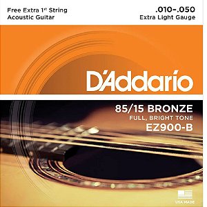 Encordoamento Daddario Violão 010 Aço Bronze Ez900-B+Pl010