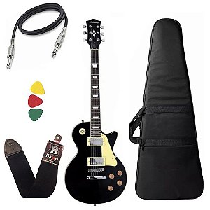 Kit Guitarra Les Paul Strinberg Lps230 Preto Capa Bag